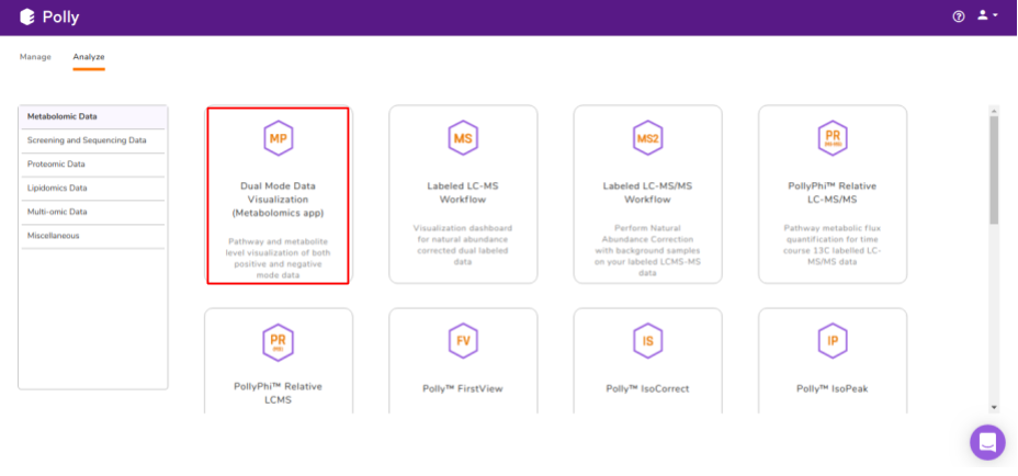 Polly Dashboard and Project selection