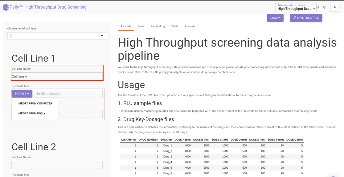 File upload for cell line 1