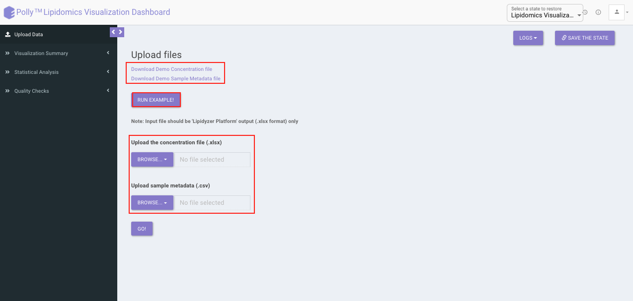 Upload interface