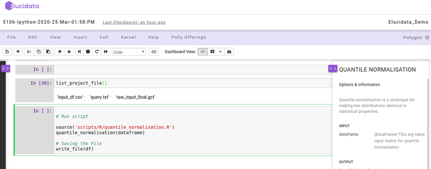 Options and Information of Reusable scripts