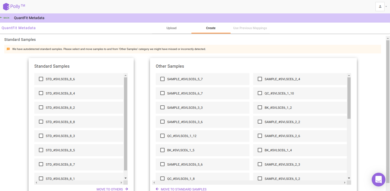 Create metadata by selecting the standards within the data