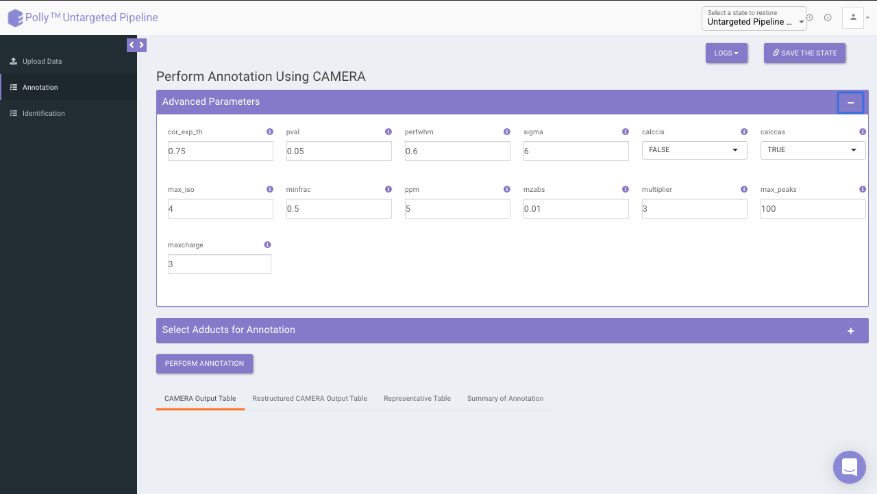 Advanced parameters
